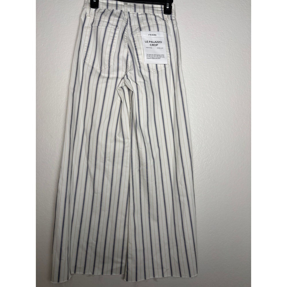 NEW FRAME Le Palazzo Striped Raw Wide Leg Jeans in Indigo Multi Size 25 - Picture 5 of 7